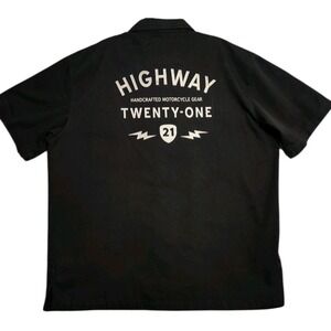 Highway 21 Halliwell Work Shirt Men's Large Black Motorcycle‎ Gear Logo Pockets